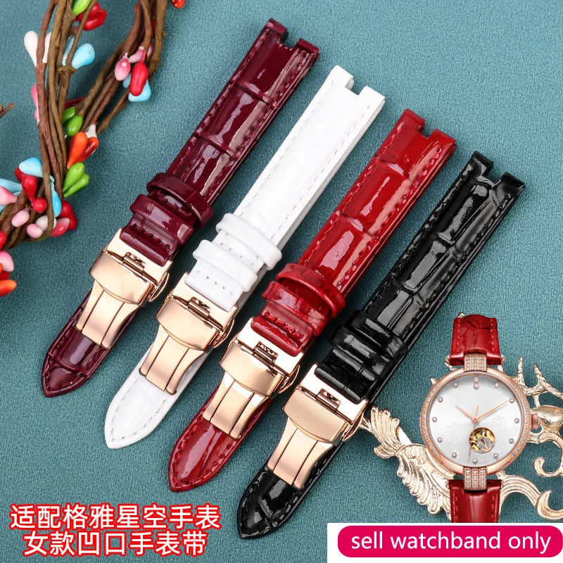 

Genuine Leather Watch Strap for Geya Strap G08216LHR 8215 Women's Watchband Notch Leather Watch Band Accessories 15.4mm