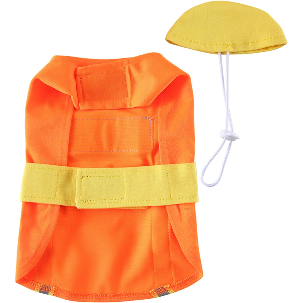 

Cat Apparel Clothes Pets Orange Reflective Vest Engineer Appearance Dog Costume
