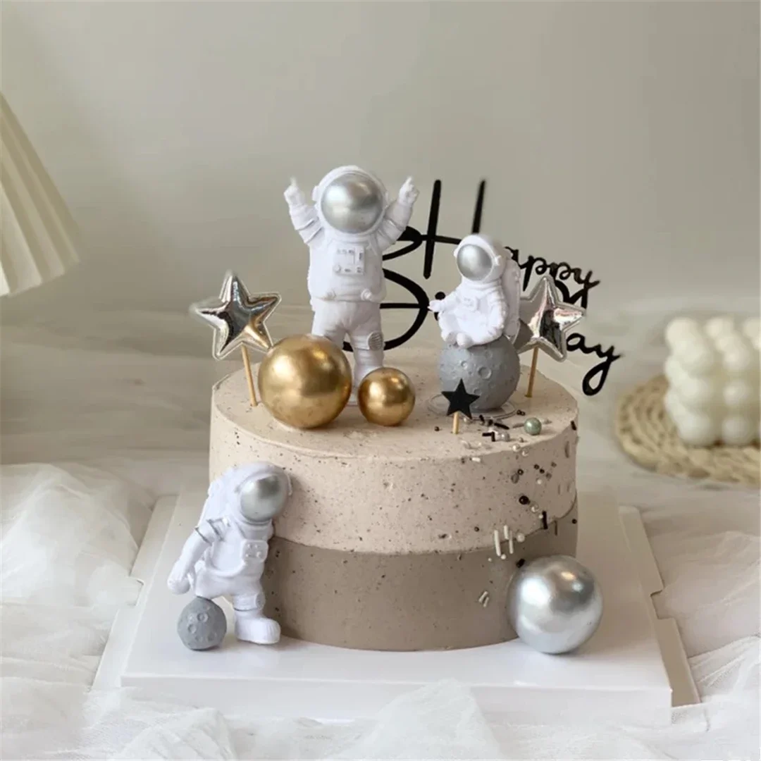 

Outer Space Birthday Decoration Boy Astronaut Cake Topper Astronaut Cake Decoration Planet UFO Kids Party Tools Baby Shower