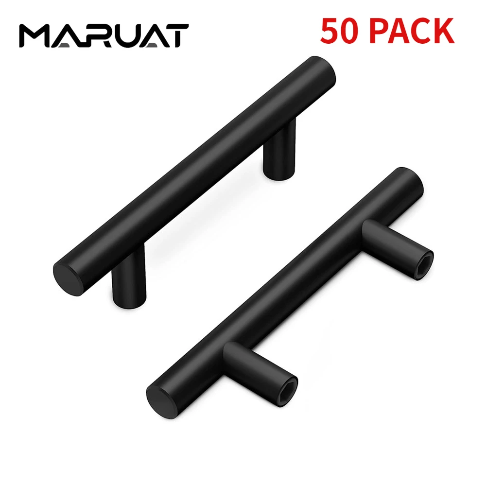 

MARUAT 50 упаковок, 5 дюймов, матовый черный шкаф, ручки из нержавеющей стали для кухонного шкафа, ящики, 3 дюйма, центр отверстий