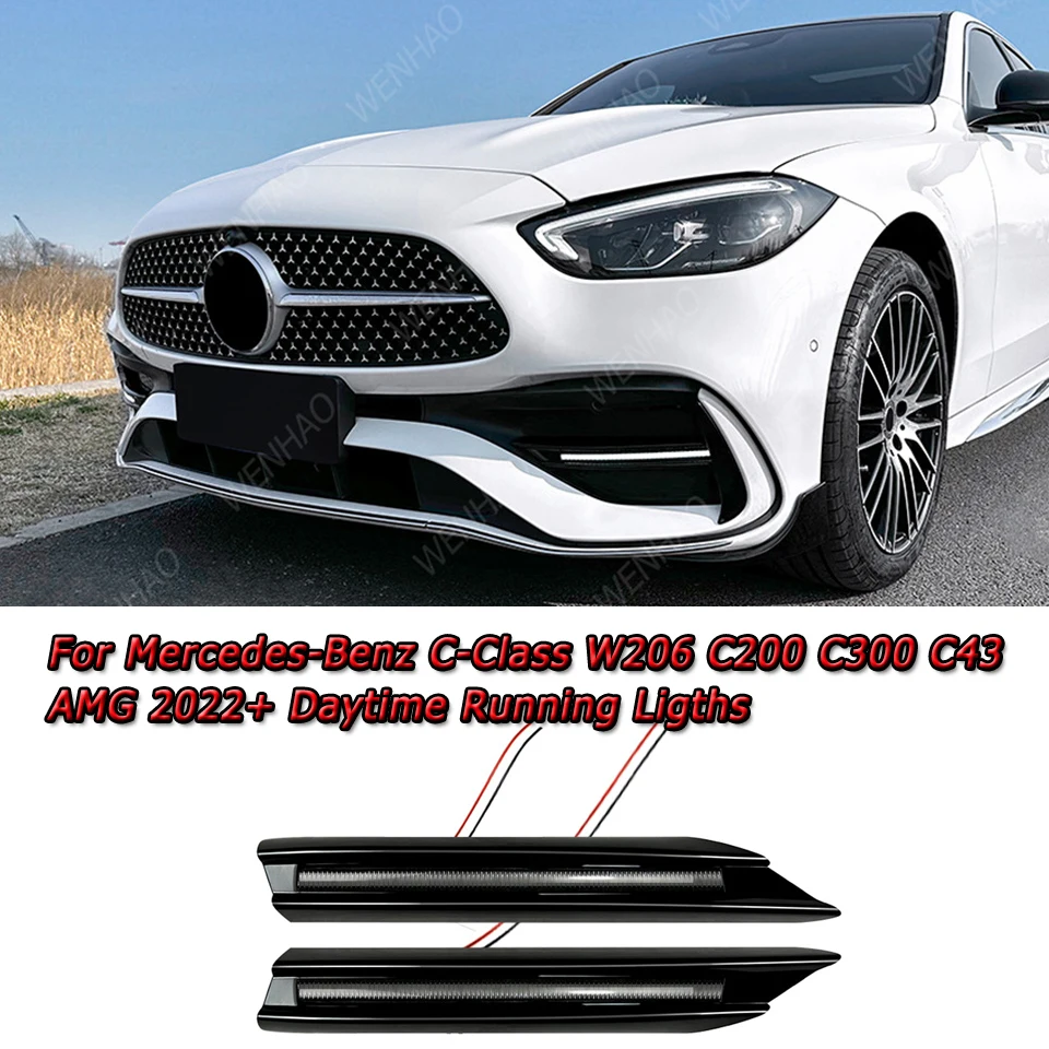 

Для Mercedes Benz C Class W206 C200 C300 C43 AMG 2022 + дневные ходовые огни, передняя решетка, указатель поворота, декоративная лента для лампы