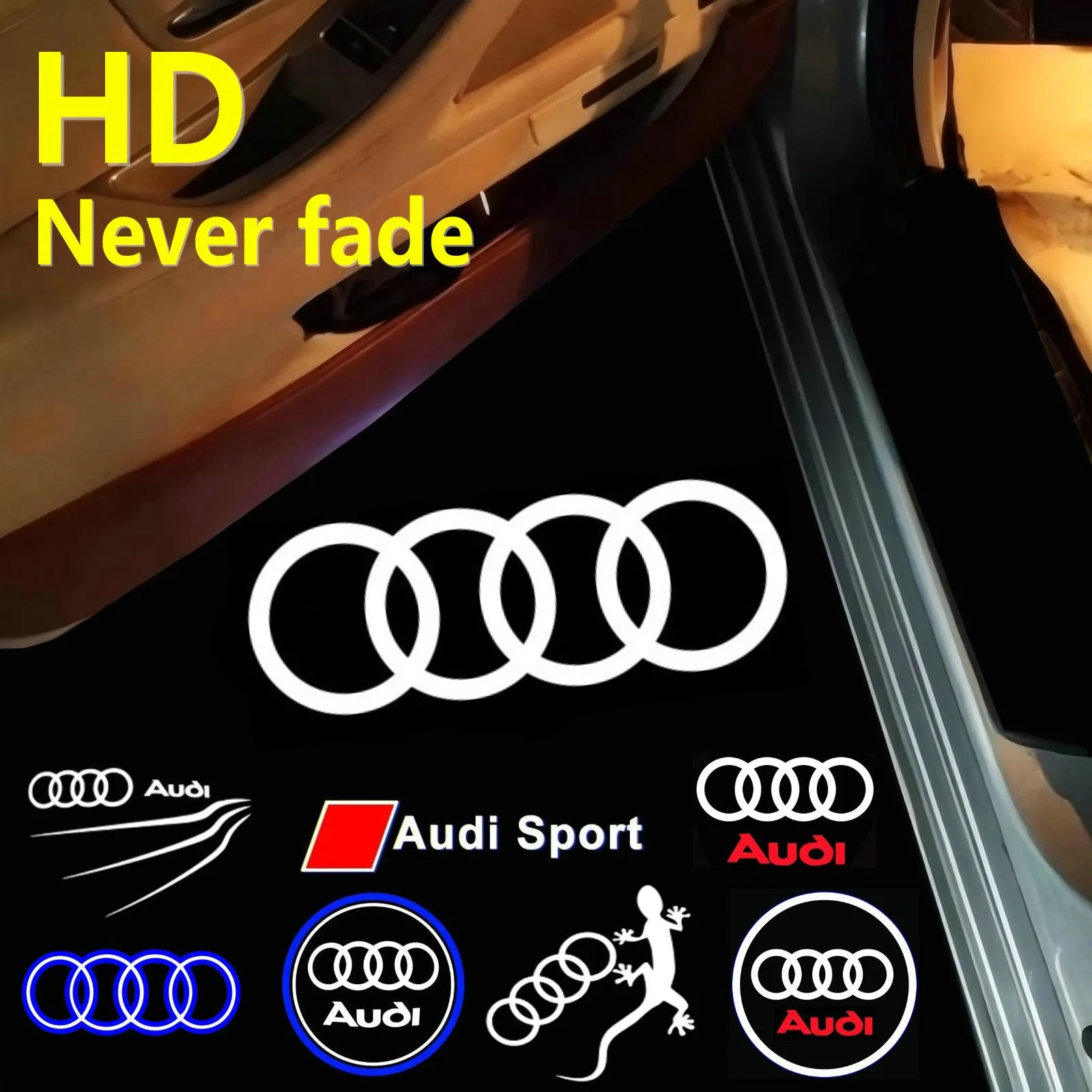 2 светодиодных HD-проектора с логотипом двери автомобиля для Audi Sport S Line S3 S4 S5 S6 RS A5 A3