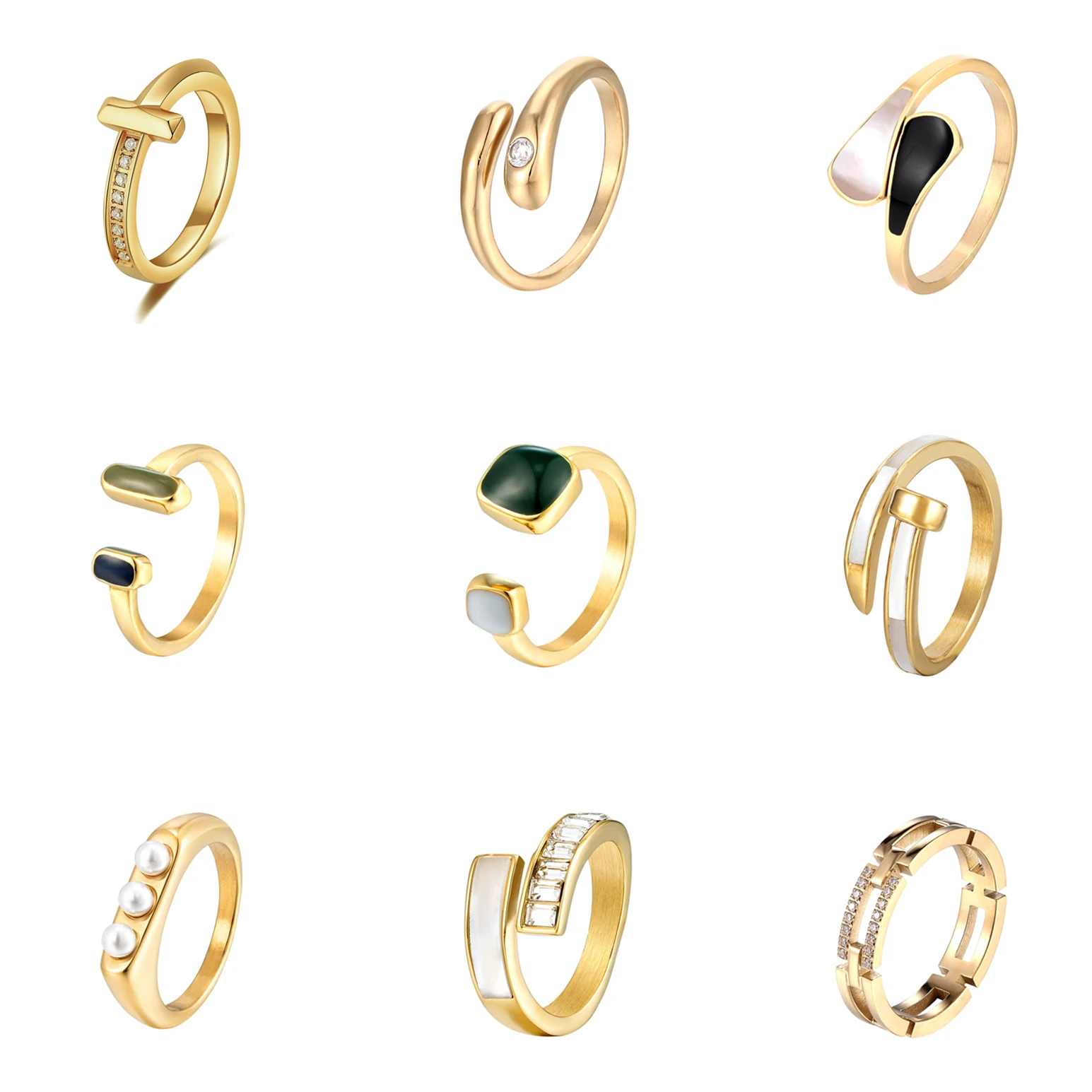 

Fashion Simple Versatile Diamond Rose Gold Titanium Steel Rings Inlaid Cubic Zirconia Letter Rings Women's Ring