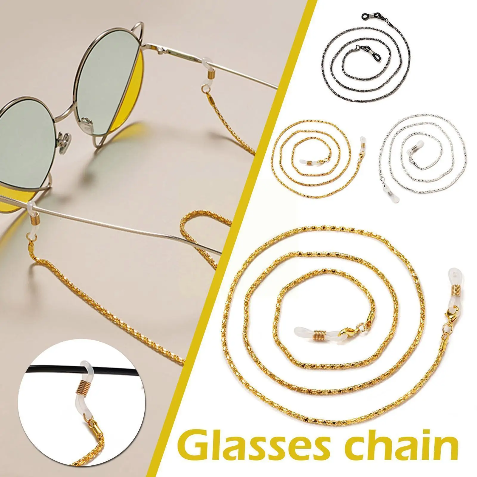 

68cm Metal Glasses Chain Women Eyeglass Cord Sunglasses Lanyard Neck Rope Non-slip Strap Cord Retainer Eyewear Holder Cord J1T6
