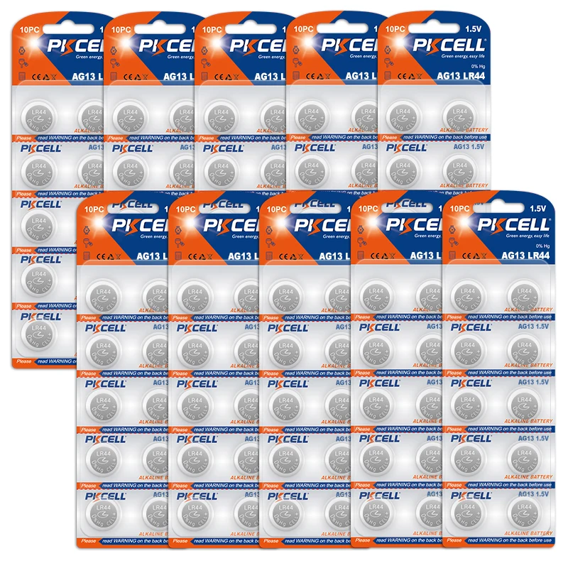 

100PC PKCELL AG13 LR44 357A S76E G13 Button Coin Cell Battery 1.5V Alkaline For calculator electric thermometer