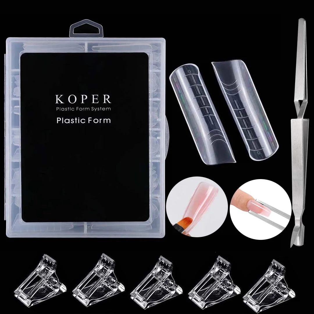 

120Pcs Box Plastic Nails Extension Gel Mold Upper Forms Tips Full Cover System Poly UV Square Almond Shape Top Nails Forms