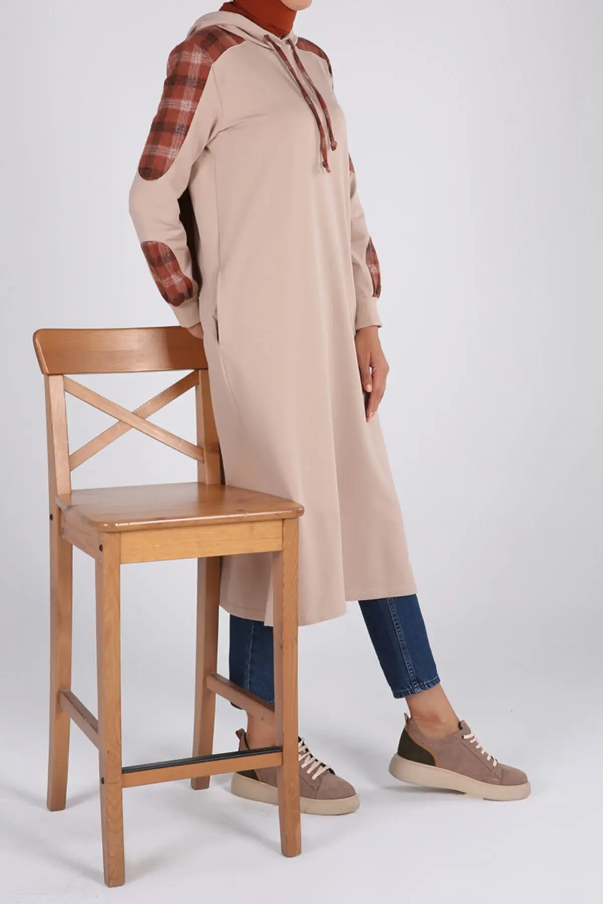 

Plaid Sweater Tunic topped jar Women Muslim Sweatshirt 2021 Fashion