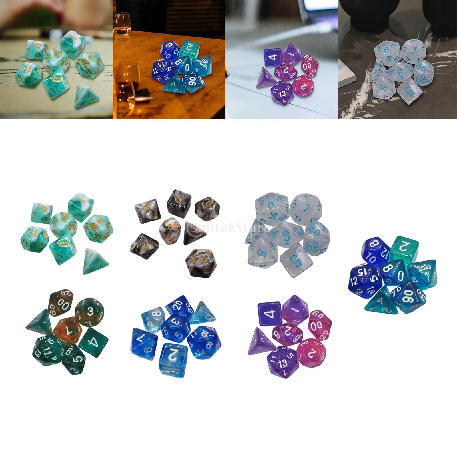 

7 шт., акриловые многогранные кубики, D4 D6 D8 D10 D12 D20