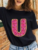 u woman name letter font a b c d e f g casual tshirt short sleeves summer polyester womens clothing tops standard pattern 2022
