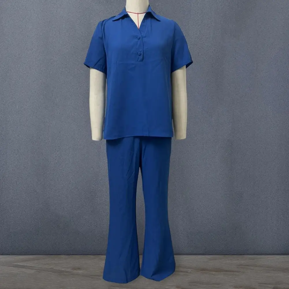 

Chic Summer Outfits Thin Turn Down Collar Loose Fit Summer Short Sleeve Top Wide Leg Pants Women Outfits Dress Up