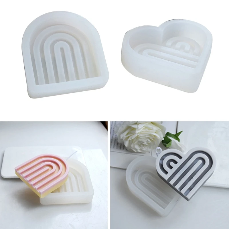 

Rainbow Arch Candle Mold Silicone Heart Candle Mold Geometric for Soap Tray Handmade Candle Bath Bomb Home Decoration