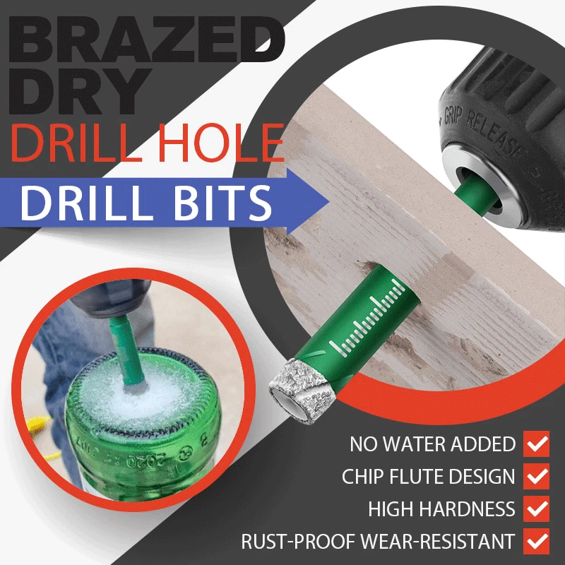 

Brazed Dry Tile Drill Bit 5/6/8/10/12mm Hex Handle Drill Bits Dry Hole Opener For Granite Vitrified Brick Marble Ceramic Glass