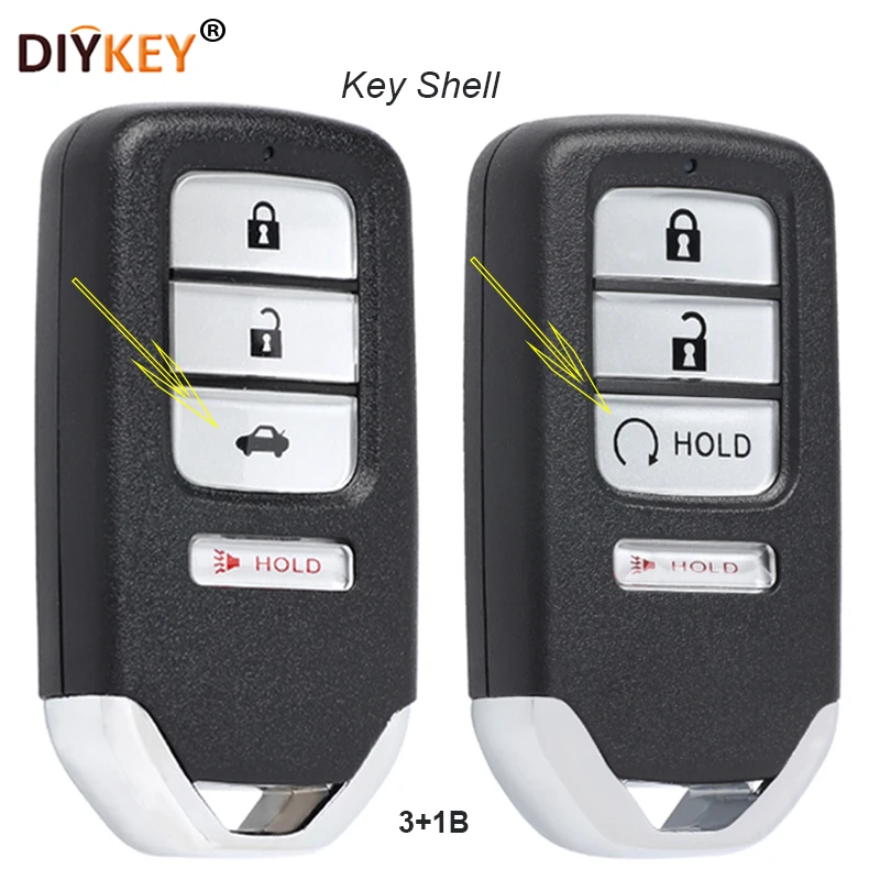 

DIYKEY 3+1 Buttons Remote Key Shell Case Electronics/Battery/Chip:No Blade Uncut for Honda Accord Civic CR-V CR-Z FIT HR-V
