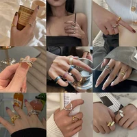 zircon silver gold boho rings for women adjustable finger rings aesthetic luxury designer jewelry aesthetic accessories gaabou