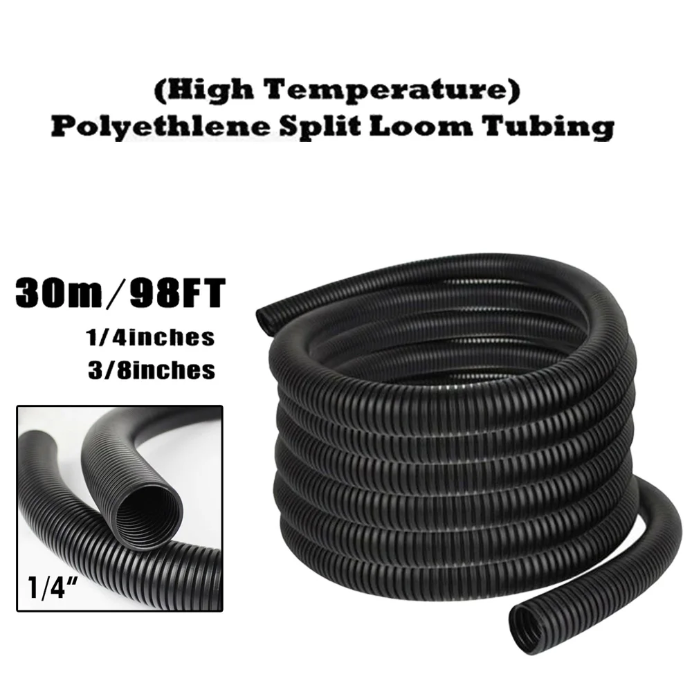 

Durable High Quality Wire Loom Tubing Split Tools Wear-Resistant 1/4" Wiring 3/8" Black Electrical Opening section