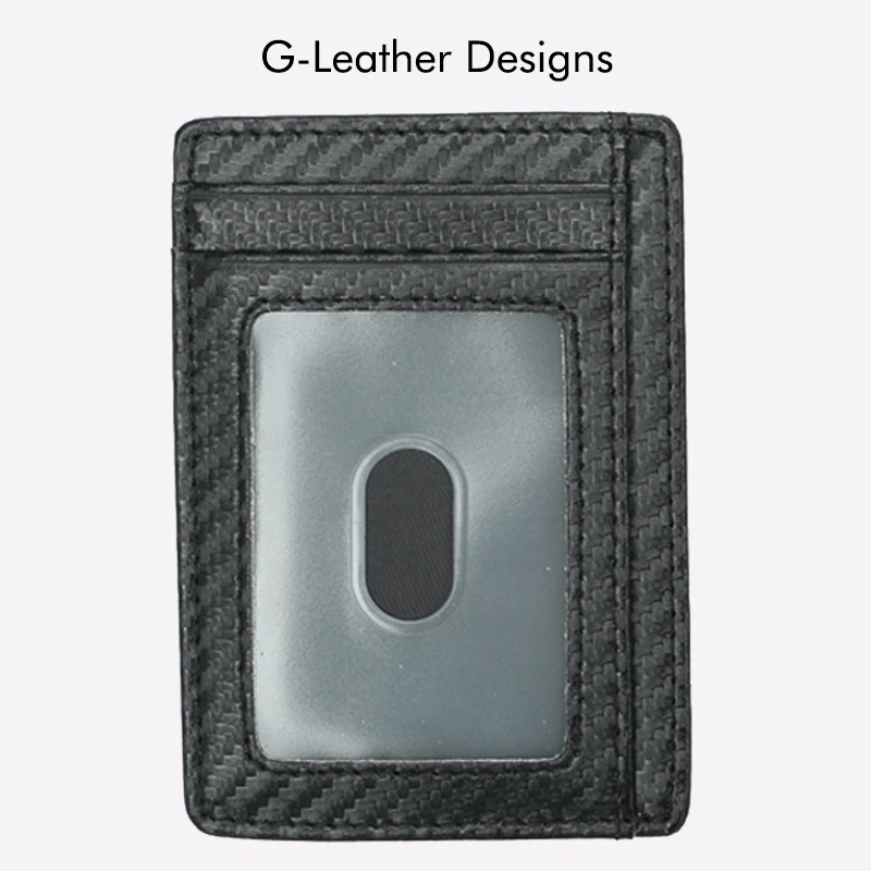 2023 New Fashion Carbon Fiber Pattern Leather Card Holder Men Credit Card Case ID Card Wallet With Transparent Window