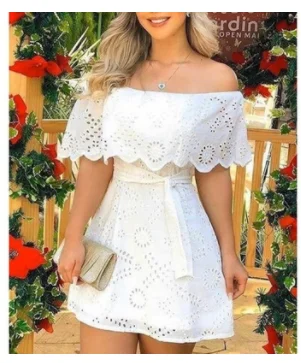 

Women Elegant Fashion Chic Dress Off Shoulder Broderie Lace Mini Dress 2023