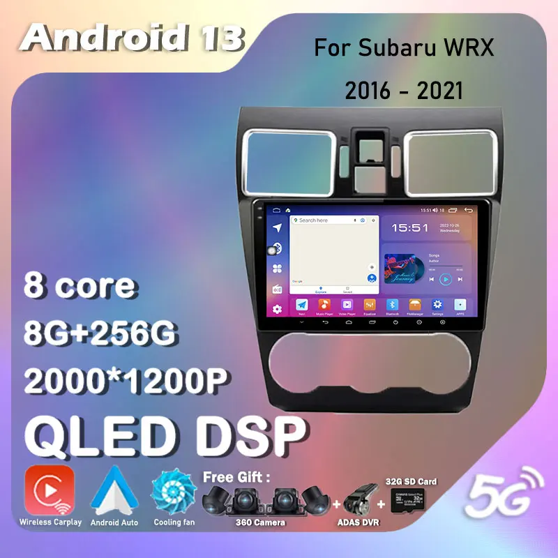 

9" Android 13 Car Radio DSP For Subaru WRX 2016 - 2021 Multimedia Player GPS Navigation 1080P Video Head Unit Carplay NO DVD