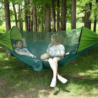 HooRu Portable Camping Hammock 2 Person Lightweight Parachute Hammocks with Mosquito Net Outdoor Picnic Garden Swing Bed