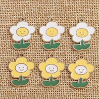 10pcs 19x24mm cartoon enamel flower charms for jewelry making women fashion earrings pendants necklaces diy keychains gifts