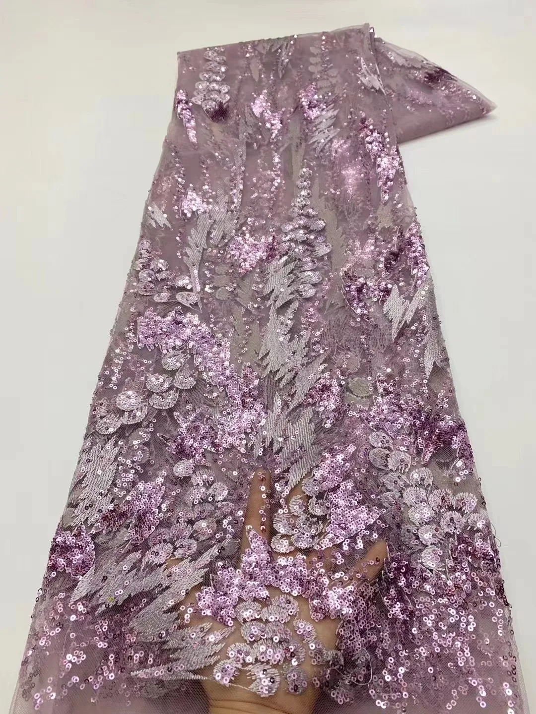 

Nigerian Net Lace Fabric With Sequins African Tulle Fabric 5 Yards French Lace Fabrics 2022 High Quality Lace For Wedding Dress