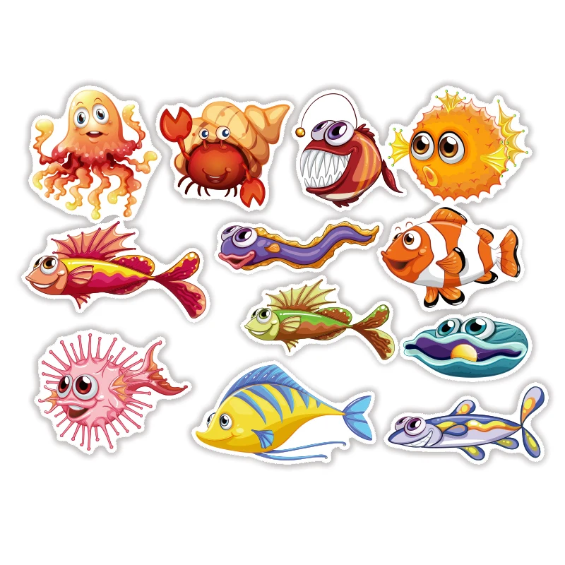 td zw 40 pcslot cute cartoon sea fishes stickers for car laptop skateboard pad bicycle ps4 phone luggage decal toy sticker free global shipping
