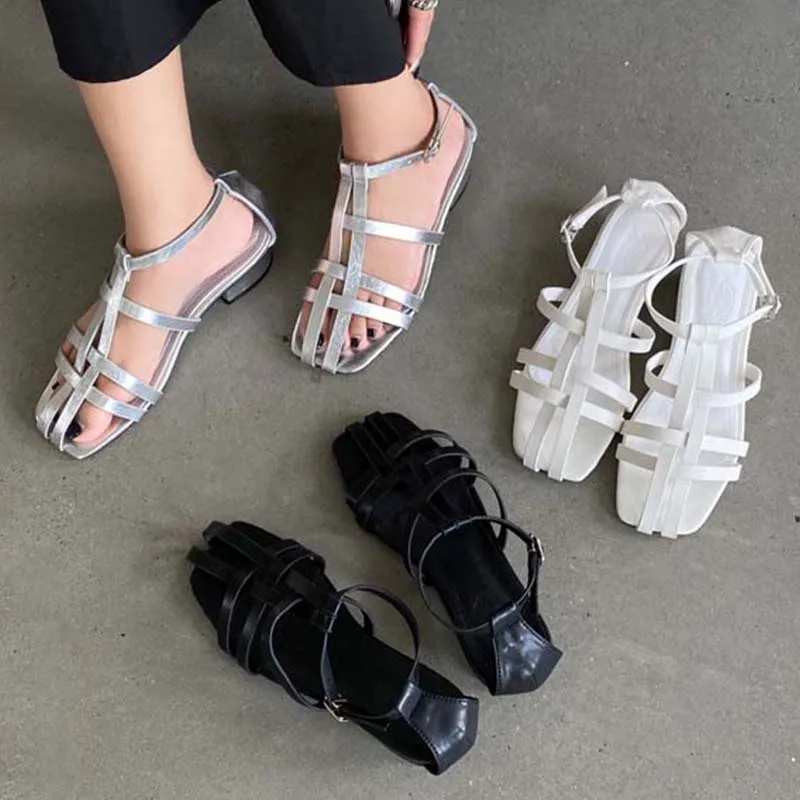 

Модная женская обувь, женские босоножки на низком каблуке, женские повседневные уличные плетеные сандалии, женские летние гладиаторские сл...