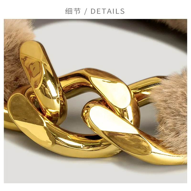 Winter Warm Bag Pink Blue Faux Fur Top Handle Purse Metal Chain Half Moon Design Women Clutch Evening Bag Small Phone Handbag