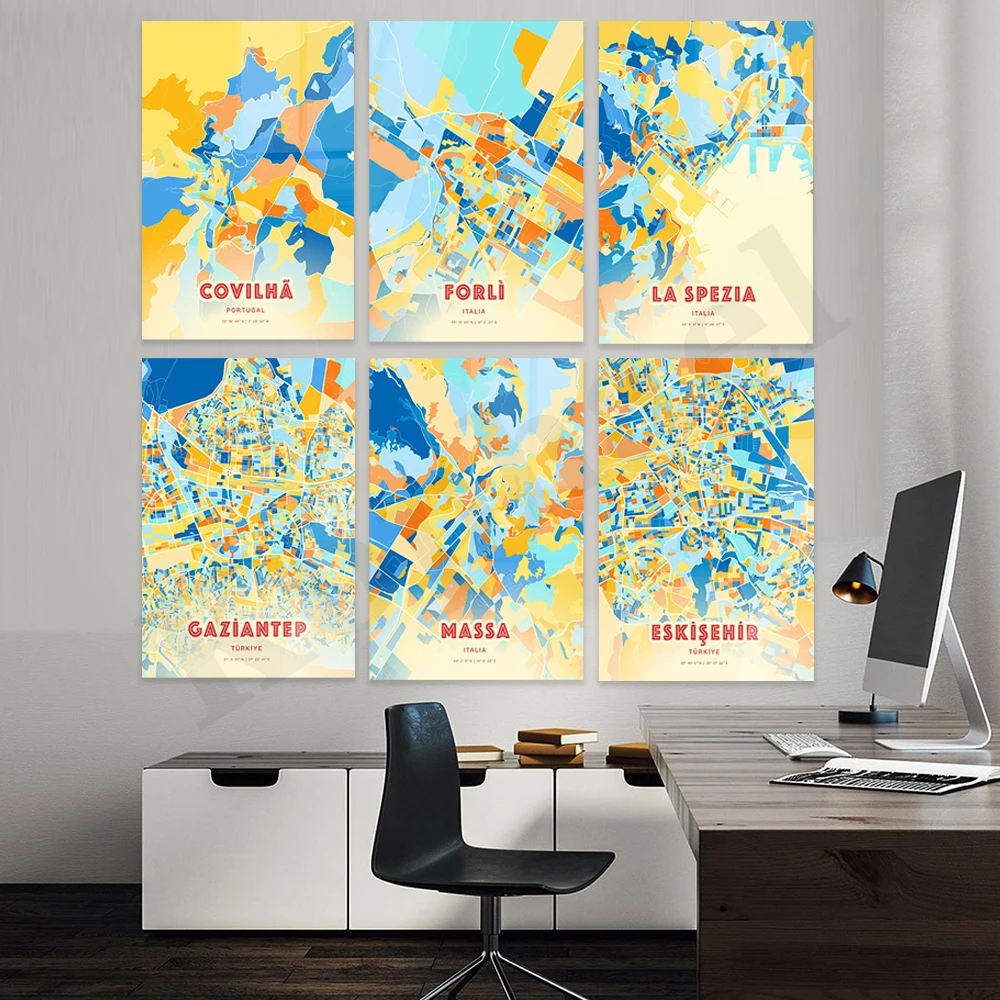 Фото Massa Skisehir Asti Gaziantep La Spezia Derry Gellar Caserta Fole Corville City Color Map Poster №1