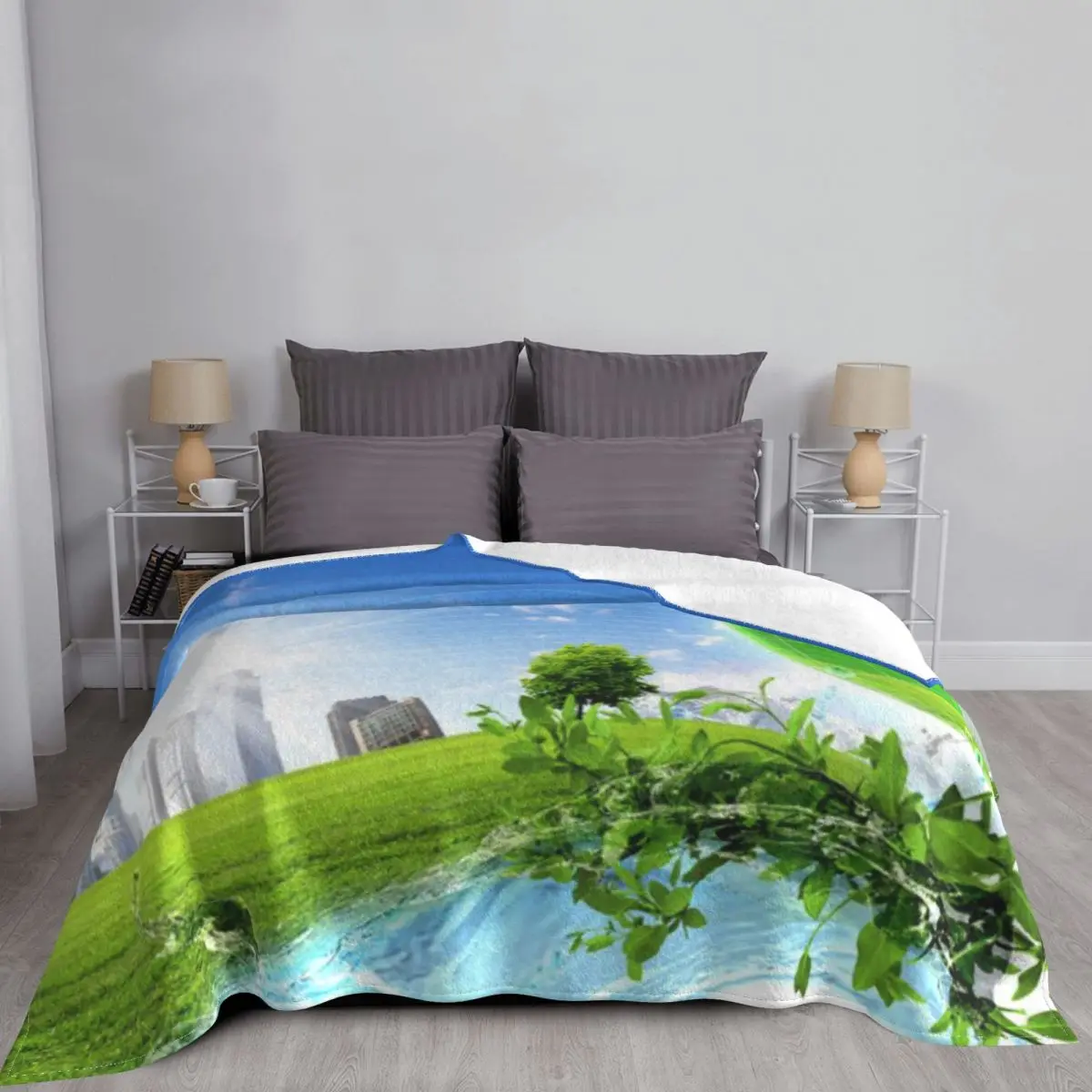 Frutiger Aero Global Nature City Ультрамягкое одеяло из микрофлиса