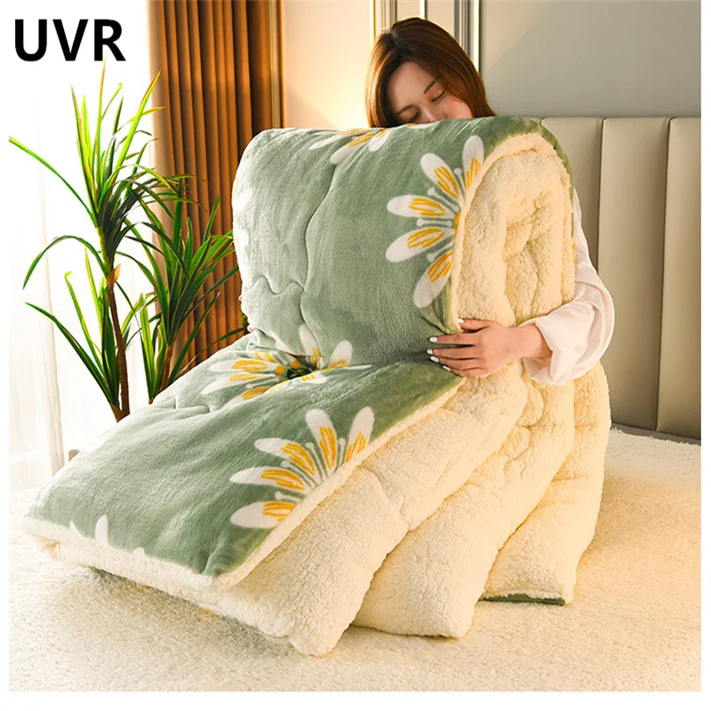 

UVR Thickened Flannel Three-dimensional Quilted Soft Quilt Lamb Velvet Warm Winter Quilt single Double Dormitory Students
