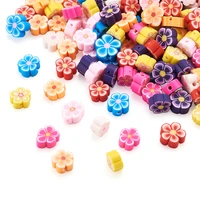 200pcs flower colorful polymer clay loose beads charms pendants for jewelry making diy bracelet necklace earring accessories