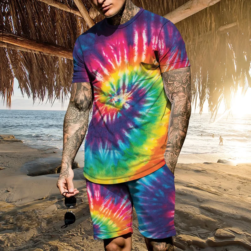 

Костюм мужской летний из 2 предметов, футболка с коротким рукавом и 3D-принтом