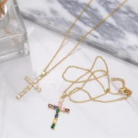fashion female cross drop pendants bling cubic zirconia jesus cross pendant necklace jewelry for women jewelry gift