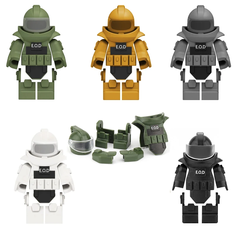 

Military Figures Bomb Disposal Suit Building Block Modern EOD Police Soldier Vest Equipment Model MOC Mini Parts Bricks Toys