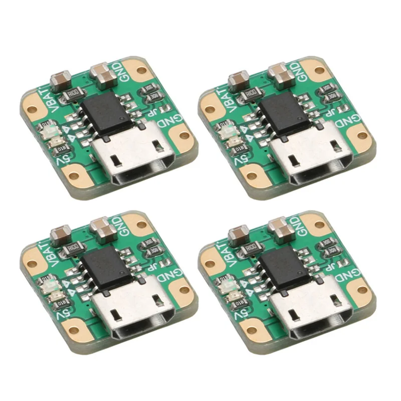 

4PCS 3.7V 1S Lipo Battery Charger Board 5V Supply Micro USB Charging Module 0.5A/1A for RC Model Airplane FPV DIY Parts