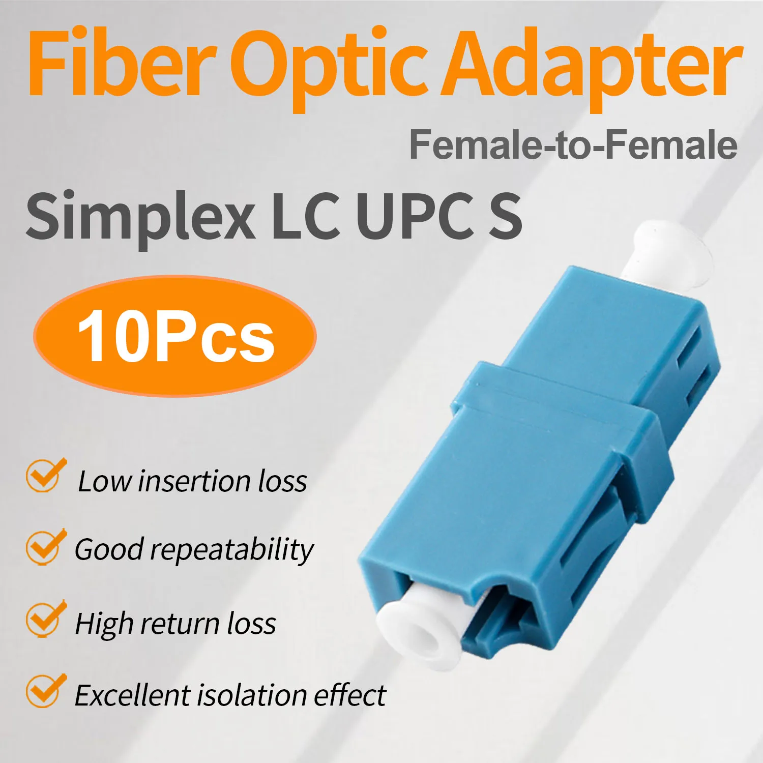 

10 Pcs LC UPC Couplers, Simplex Fiber Optical Adapters Cable Connectors No Wing Type Flange Ftth