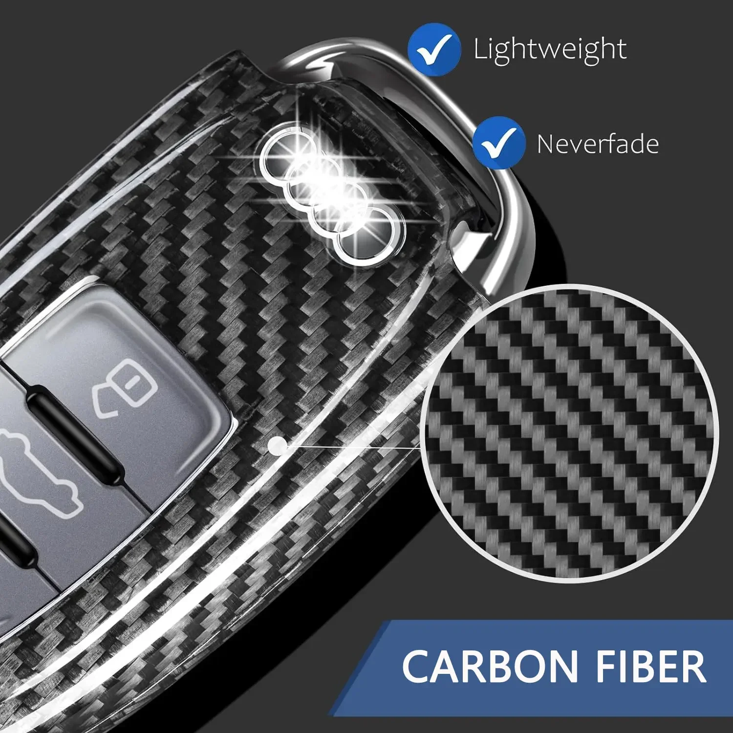 Чехол для ключей из углеродного волокна защитный чехол Audi A4-A8 Q5 Q8 R8 RS4 RS5 RS6 RS7 S4-S8 SQ5