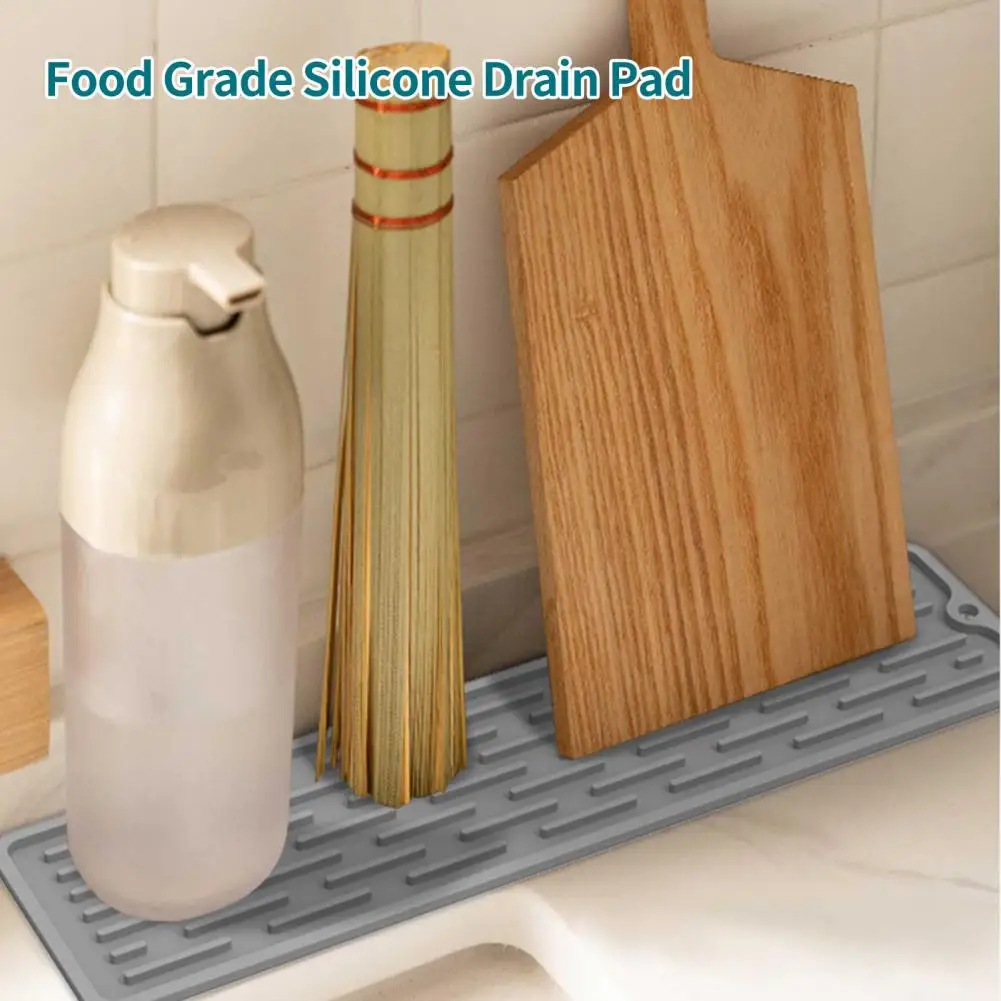 

Unique Drainer Pad Tear-resistant Anti Slip Sink Tray Tableware Cushion Organizer Silicone Drying Pad for Daily Use