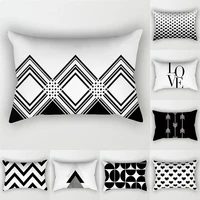 black white geometric striped pillowcases letter polyester cushion cover 30x50 living room decorative sofa cushions home decor