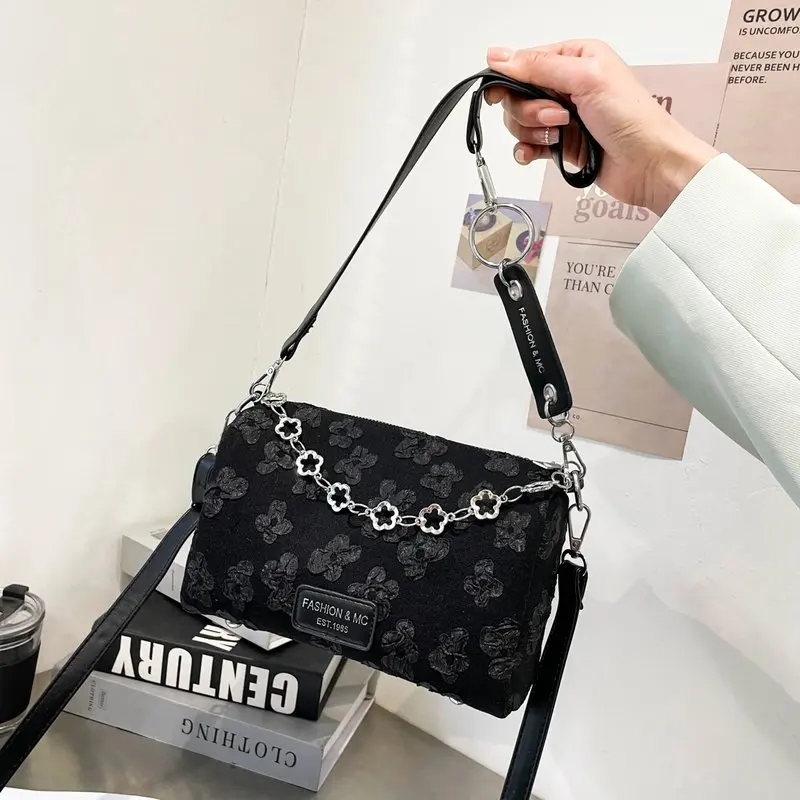 

Luxury Designer Handbag Ladies High Quality New Flower Saddle Bag Casual Solid Color Ladies One Shoulder Messenger Bag