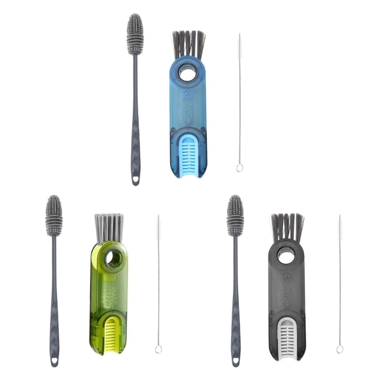 

3 in 1 Multifunctional Kitchen Cup Crevice Cleaning Brush Water Bottle Brush Set Cup Cover Lid Cleaner Home Washing Dropship