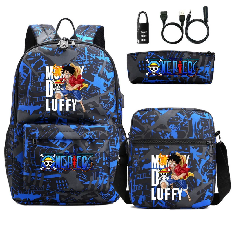 

Anime Monkey D. Luffy Backpack Schoolbag Shoulder Bag Pencil Case Gift for Kids Students