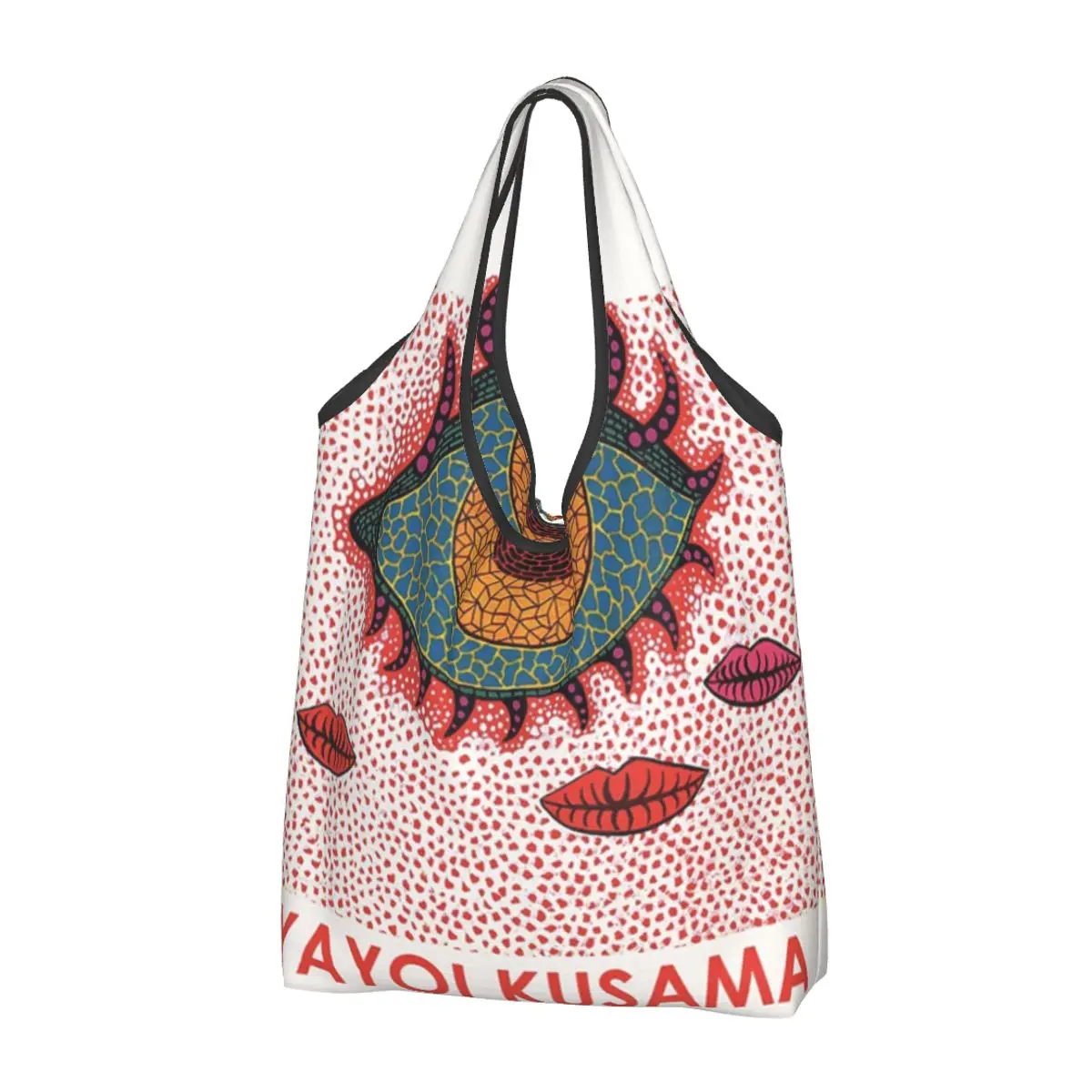 

Reusable Yayoi Kusama Japanese Shopping Bags for Groceries Foldable Art Painting Grocery Bags Washable Large Tote Bags