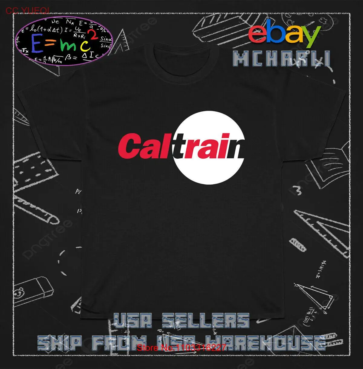 Новая футболка с американским логотипом Cal Train Commuter Rail Santa Clara San Francisco