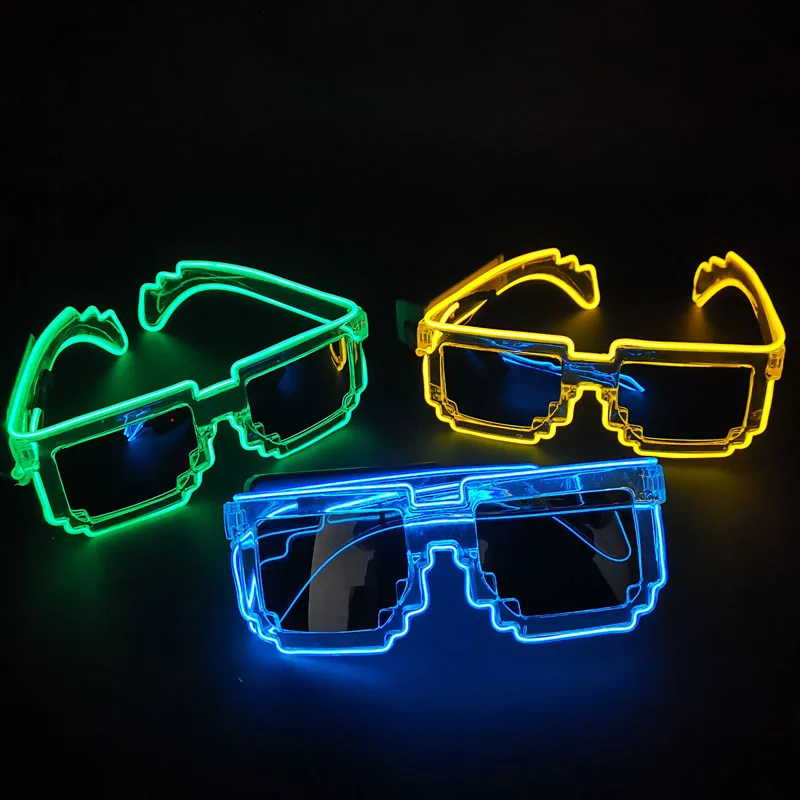 Led Sunglasses for Glow Party Glasses glow in the dark Flashing Mosaic UV400 Eyewear Unisex Gift Toy led luminous glasses images - 6