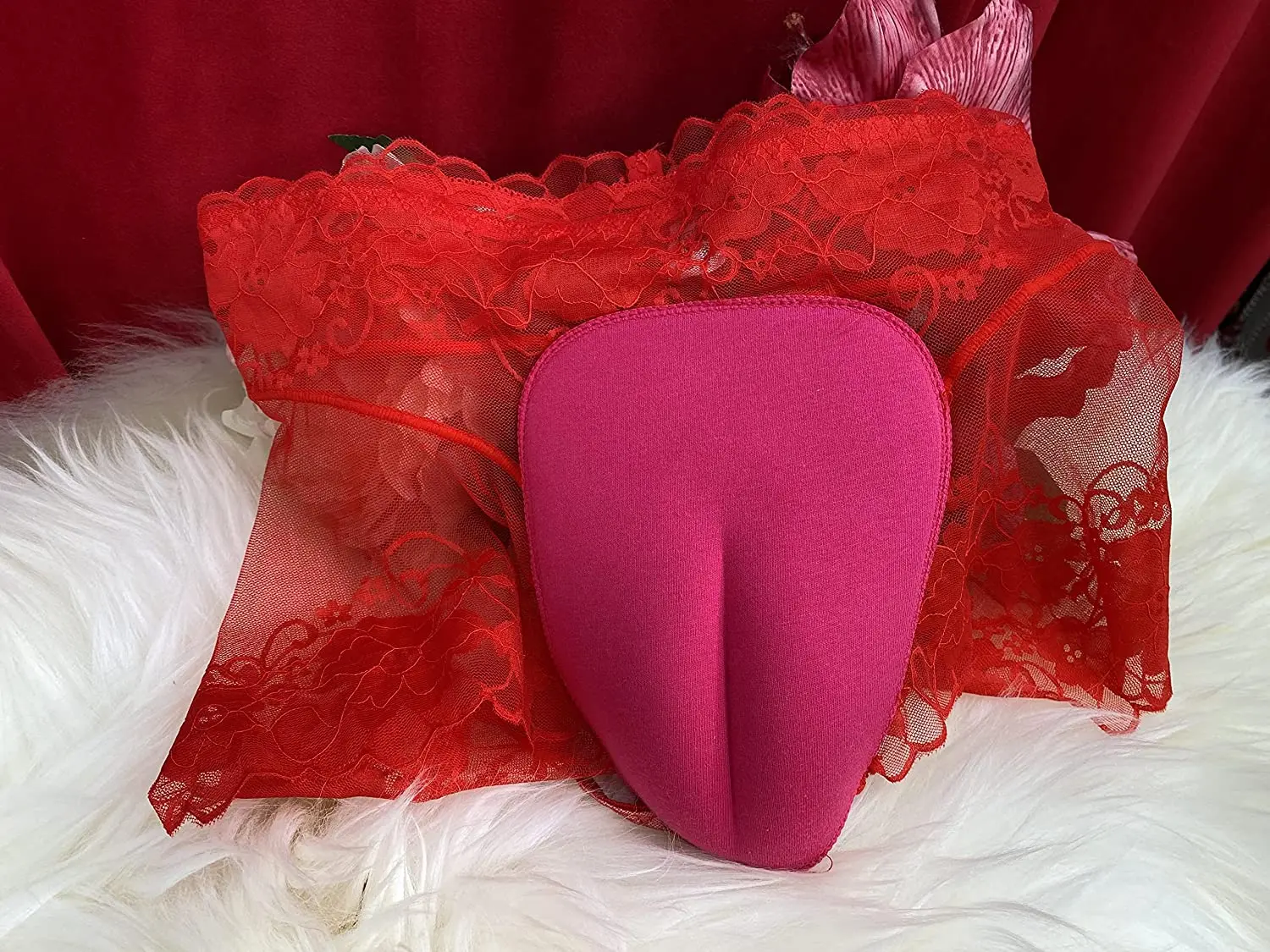 CONTROL PANTY GAFF Transparent Lace Rose Embroidery Lingerie Underwears Crossdresser Transgender Shemale Camel Toe Panties