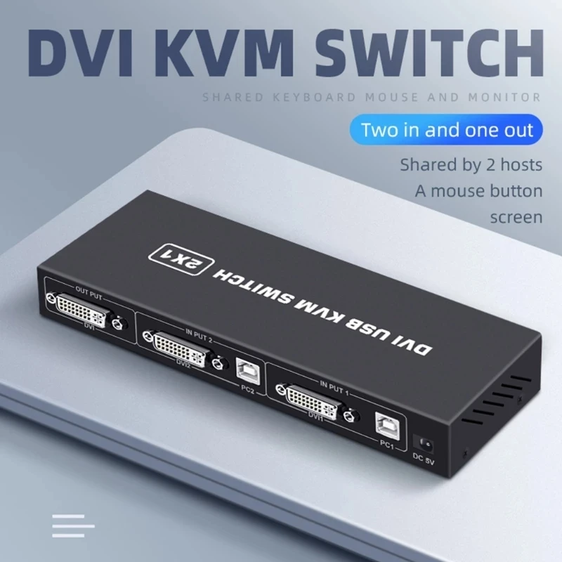 DVI KVM переключатель 2x1 USB 2 в 1OUT док-станция селектор принтер совместное