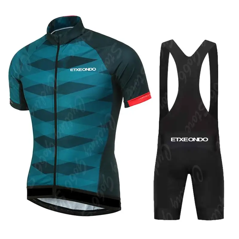 

Комплект мужской велосипедной одежды Etxeondo, Джерси, шорты с нагрудником, гелевые подушечки, быстросохнущая одежда для езды на горном велосипеде, Paris Hp