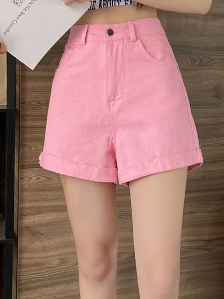 

Повседневные джинсовые шорты с высокой талией, трапециевидные широкие брюки, хит продаж 2023, Новая модная женская одежда